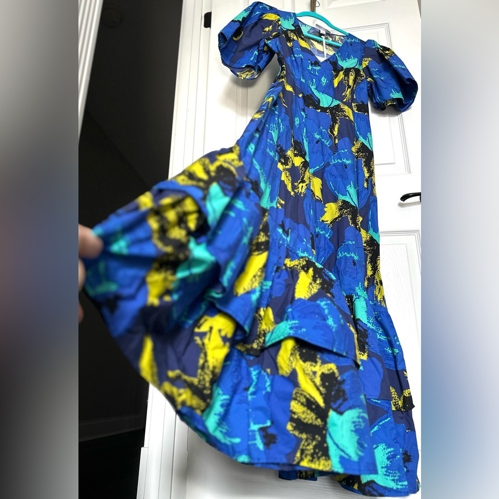 ‼️RARE‼️🎸Christopher John Rogers🎸🔥NWT🔥Floral Puff Sleeve Tiered Maxi Dress—4 - Picture 7 of 14